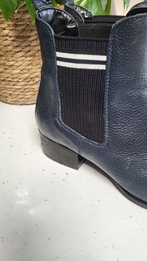 TOMMY HILFIGER Navy pointed ankle boots Sz 40 (Fit 7UK) - Rrp 180 (New)