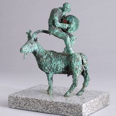 JOHN COLL .Large Unique Bronze Sculpture on Polished granite