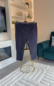Ladies YOURS Curve Navy Blue Bengaline Stretch Cropped Pull on Trousers