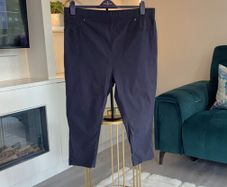 Ladies YOURS Curve Navy Blue Bengaline Stretch Cropped Pull on Trousers