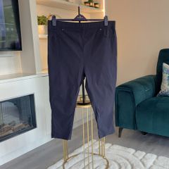 Ladies YOURS Curve Navy Blue Bengaline Stretch Cropped Pull on Trousers
