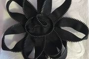 Flower Zipper Brooch  / Black Corsage, Steampunk Style