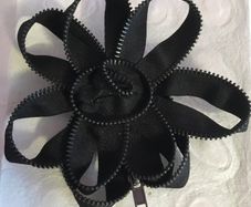 Flower Zipper Brooch  / Black Corsage, Steampunk Style