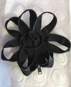Flower Zipper Brooch  / Black Corsage, Steampunk Style