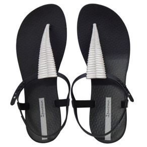 Ipanema Class Black Toe Post Sandal with Silver T-bar Strap EU38 UK5