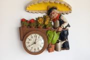 vintage 1977 New Haven Burwood WALL CLOCK Garden Cart Street Vendor Flowers WORKS  Gift decor shop presents florist