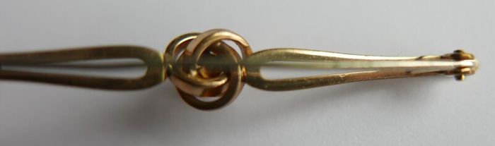 Vintage  Gold Tone Faux Pearl  Bar Brooch