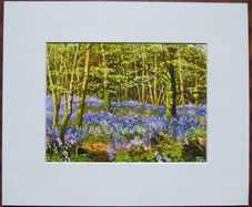 Print of an oil painting of bluebells
