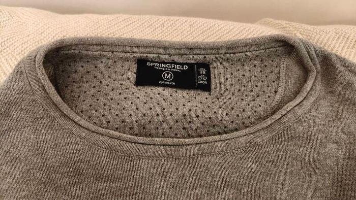 Springfield grey elbow-patch knit jumper