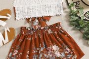 womens crochet top and floral shorts