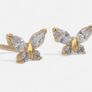 Pandora Gold Sparkling Butterfly Earrings Brand New Image 2