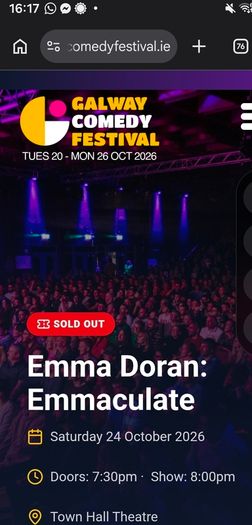 3 x Emma Doran Tickets Town Hall Sat24th