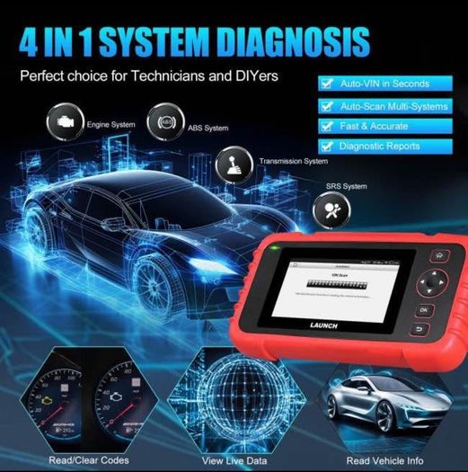 2026 Launch CRP123X v3.0 is the 4-System Diagnostic Code Reader For Engine, ABS, Airbags and Automatic Transmission. Has 7 Service Functions: Oil Reset, SAS Reset, Elec. Throttle Adaptation, ABS Bleeding, BMS Reset, DPF Regen.for cars and vans