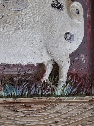 Hand Painted Ceramic Pig Plaque