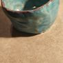 Handmade Pottery ceramic pinch pot or small cup turquoise and purple  . Image 7