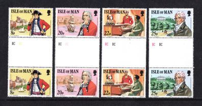 1981 Isle of Man 150th Anniversary of Colonel Mark Wilks (1760-1831) Commemorative Stamps Gutter Pairs Mint Never Hinged (MNH)