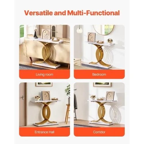 Narrow Console Sofa Table, 39.4 inches Behind Couch Table, 1-Tier Long Entryway Table and Skinny Hallway Table, Narrow Sofa Table with Metal Frame, for Entryway, Hallway, Living Room & Bedroom