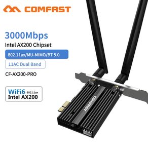 COMFAST 3000Mbps Dual Band WiFi6 + Bluetooth 5.0 Desktop Internal PCIe 2x6dBi Wireless Network Card (Brand New/Warranty)