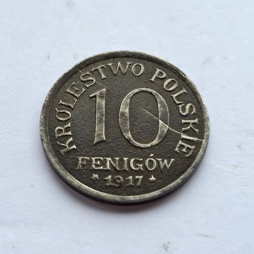 Poland 1917 10 Fenigow coin iron error