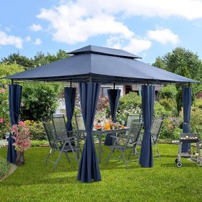 3 x 4 m  Gazebo Water-Repellent Metal Including Side Walls Garden Gazebo Luxury Gazebo Tent Topaz