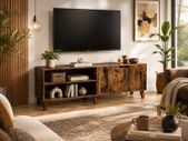140cm TV Cabinet  Modern TV Stand with Adjustable Shelves, Magnetic Door & Storage Unit