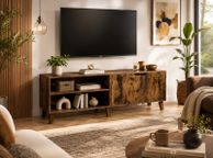 main image for ad 140cm TV Cabinet  Modern TV Stand with Adjustable Shelves, Magnetic Door &amp; Storage Unit