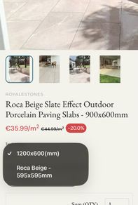 Paving slabs 900 x 600 x 200 porcelain tiles 11.8sqm