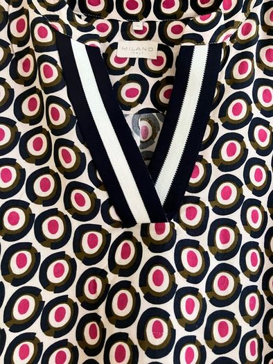 Size 12/14 Navy & Cream Dress by Milano, Italy