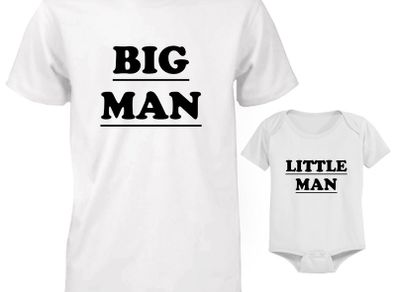 Funny Cute Daddy and Baby Matching T-Shirt and Bodysuit Set - BIG-LITTLE MAN