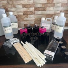 2 large pink  2 large black  5 small black  Reeds  Dowanol x2 1 unopened  Augeo Non hazardous diffuser base  Benzoin oil