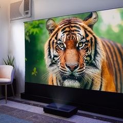 The best ALR Screen you can buy VIVIDSTORM S PRO 95" Ultra short throw laser Ambient Light Rejection Floor rising 95" Screen with Remote boxed like New half the retail price