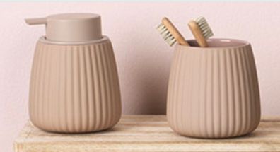 Soap dispenser + toothbrush holder bathroom SET NIKKALA rose