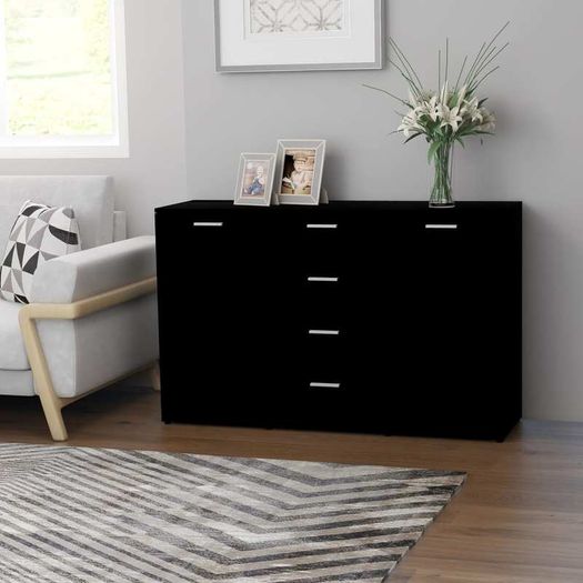 Sideboard Black 120x35,5x75 cm Chipboard
