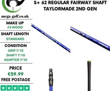Mitsubishi Diamana Blue Plus S+ 62 Regular Fairway Shaft / Taylormade 2nd Gen