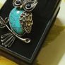 Silver Turquoise stone Owl Pendant Image 3
