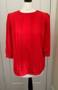 Coral red blouse - size 10 - 3/4 sleeves