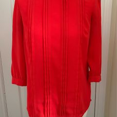 Coral red blouse - size 10 - 3/4 sleeves
