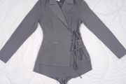 Pretty Little Thing Grey Blazer Wrap Tie Side Romper Playsuit 8UK/36EU