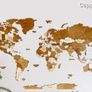 3D Classic Wooden World Map with Country Borders Country Names Capital Names US and Canada Borders and Names 3D Map Effect Image 8