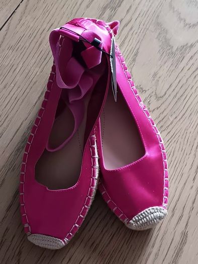 Zara Fusia Pink Satin Espadrille Flats