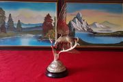 High Quality Shiny Solid Brass Eagle On A Wooden Round Black Plinth Base