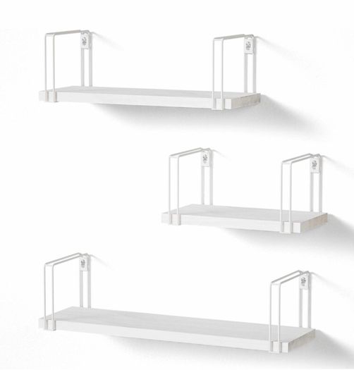 Rustic Floating Shelves, Decorative Wood Wall Shelves Set of 3, Wall Mounted Storage Shelves for Bedroom, Living Room, Kitchen, Bathroom, Office and More Carbonized Black (MULTIPLE COLOURS)