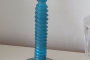 Vintage Turquoise Frosted Glass Candleholder