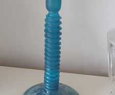 Vintage Turquoise Frosted Glass Candleholder
