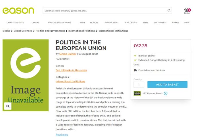 Politics in the European Union ! 5th Edition ! RRP 50-60 euro ! 2020 ! by Oxford University Press !