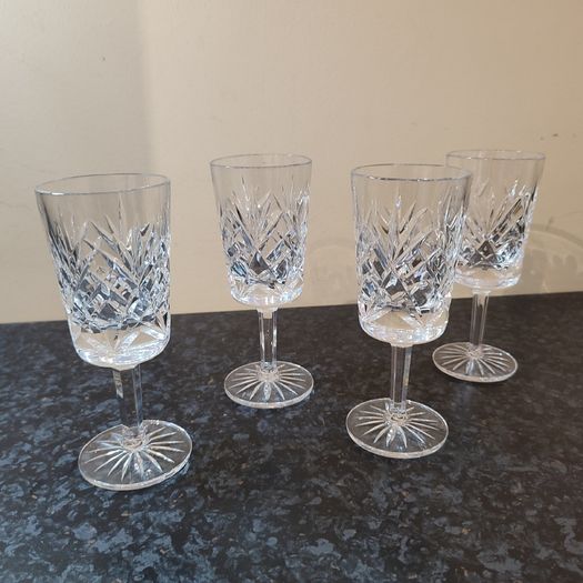 Set Of 4 Crystal Goblets 4 Glasses Wine Port Vintage