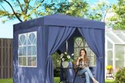 2 x 2 m Garden Pop Up Gazebo, Wedding Party Tent Marquee, Water Resistant Awning Canopy with Sidewalls, Windows, Carry
