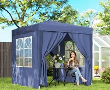 2 x 2 m Garden Pop Up Gazebo, Wedding Party Tent Marquee, Water Resistant Awning Canopy with Sidewalls, Windows, Carry