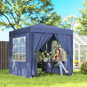 2 x 2 m Garden Pop Up Gazebo, Wedding Party Tent Marquee, Water Resistant Awning Canopy with Sidewalls, Windows, Carry