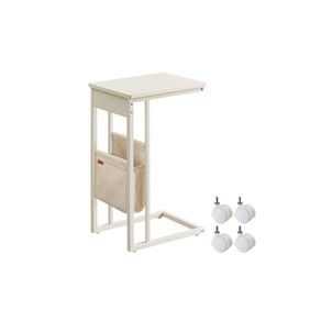 Side Table C-Shape with Storage Bag Cream White